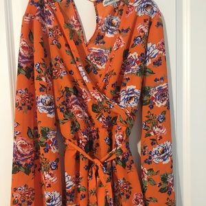 Orange Floral Romper